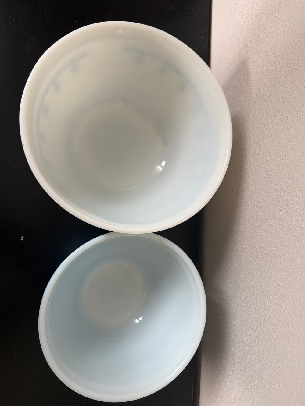Vintage Pyrex Snowflake Blue Garland nesting mixing bowl set - Picture 5 of 9